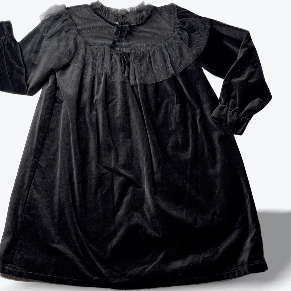 Phi Clothing Black Velvet Tulle Ruffle Dress Girls Size 9 10 Years Party‎ Dress